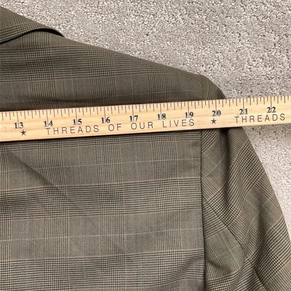 Jos. A‎ Bank Suit Men 43R 36W 28L Brown Plaid Wool Classic Fit Career Wool 2pc